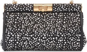 Dolce & Gabbana Marlene Crystal Embellished Satin Shoulder Bag in Crystal/Nero at Nordstrom