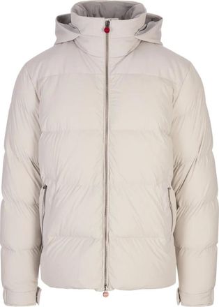 Kiton Jassen, Heren, Wit, M, Wol, Witte Dons Gevoerde Wol Body