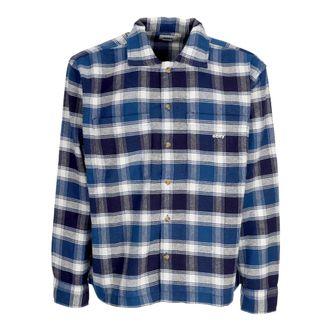 Obey Navy/Multi Geweven Shirt met Zakken - Heren - Casual Overhemden - Veelkleurig - L - Katoen - Overhemden