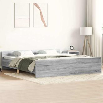 vidaXL Estructura De Cama Con Cabecero Piecero Gris Sonoma 200x200 Cm Vidaxl