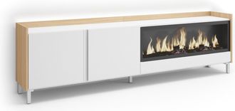Skraut Home Skraut Home - Mueble Tv, Televisi&oacute;n, Muebles De Sal&oacute;n, Almacenaje, 212x35x61cm, Para Tv Hasta 80, Chimenea El&eacute;ctrica Xxl, Dise&ntilde;o Industrial, Led, Esti