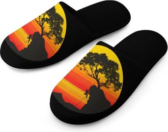 Generic Vintage Rockclimbing Mens Slippers Warm Non-Slip Houes Shose Spa Slipper for Home Bedroom