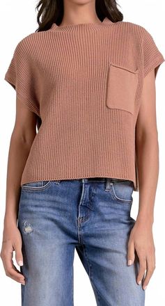 Elan Capsleeve Crewneck Sweater In Mauve