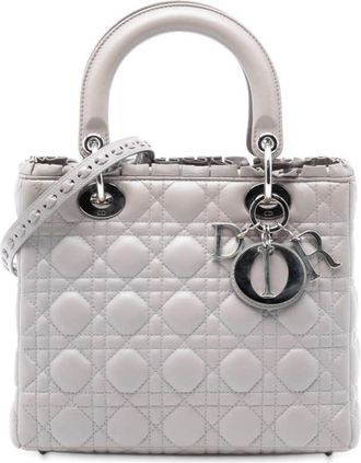 Dior Pre-owned Dior Medium Lambskin Cannage Ruffle Lady Dior Ladies 02-MA-1100