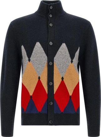 Ballantyne Klassieke Diamant Vest - Heren - Vesten - Blauw - L - Kasjmier - Truien & Vesten