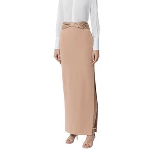 Elisabetta Franchi Elegant Long Crepe Skirt with Side Slit