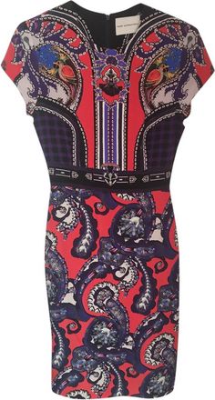 Mary Katrantzou Printed Cap-Sleeve Dress Size S
