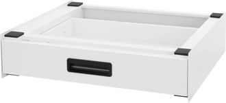 ML Design Ml-design - Bastidor Intermedio Con Caj&oacute;n Extra&iacute;ble De Acero 60.5 X 54 Cm Blanco Soporte De Conexi&oacute;n Para Lavadora Y Secadora Kit Intermedio Universal