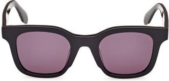 adidas 47MM Round Sunglasses in Shiny Black /Smoke at Nordstrom