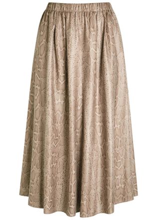 Forte_Forte Forte_forte Textured Python-print Faux Suede Midi Skirt - Stone - 0 (UK 6 / XS)