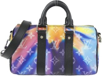 Louis Vuitton Blue Pink Coated Canvas Boston Bag (Pre-Owned)