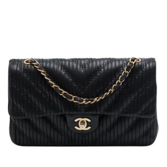 Chanel Pre-owned Pleated Shoulder Bag - Dames - Pre-owned - Zwart - Maat: ONE Size Leer