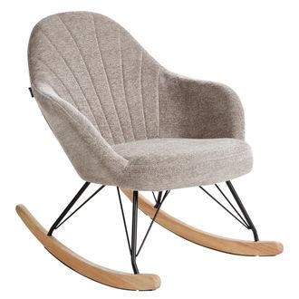 Beliani Beliani - Silla Mecedora De Tela Asiento De Poli&eacute;ster Patas De Metal Patines De Madera Dise&ntilde;o Moderno Gris Pardo Skale