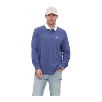 Tommy Jeans TJM RLX ESS Badge Rugby EXT - Heren - Tops - Blauw - Maat: XL Katoen