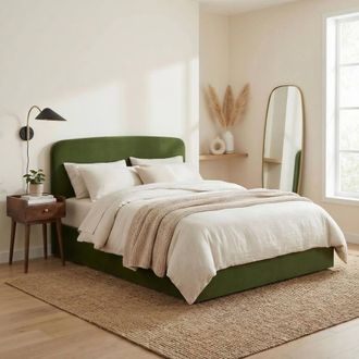 Furniturebox Amelie Green Velvet Ottoman Double Bed Frame | Size: King