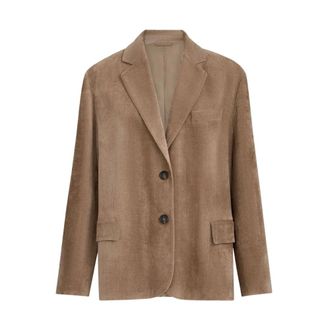 Brunello Cucinelli Fluwelen Blazer - Dames - Jassen - Bruin - Maat: S Zijde