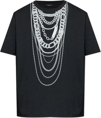Balmain T-shirt met print - Heren - T-shirts - Zwart - XS - Katoen - Tops