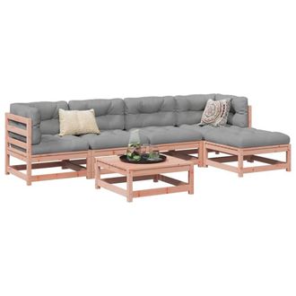 Berkfield Home 6 Piece Garden Sofa Set Solid Wood Douglas Fir in Brown
