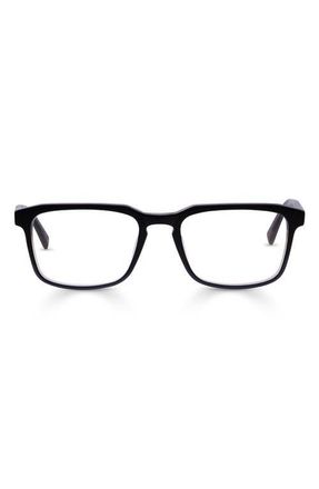 Eyebobs Seymour 52mm Rectangular Reading Glasses in Black With Silver at Nordstrom, Size +2.00