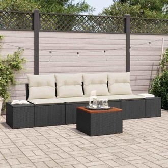 vidaXL Conjunto De Sof&aacute; De Jard&iacute;n 5 Pcs Negro, Blanco Vidaxl
