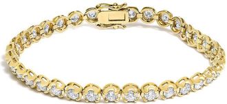 House of Brilliance 14K Yellow Gold 5.0 Cttw Diamond Scalloped Link Tennis Bracelet