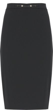 Elisabetta Franchi Fitted Midi Skirt With Front Gold Detail
