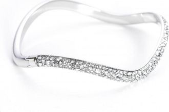 Swarovski Womens Sublima White Crystal Cuff 5700922 - Silver - One Size