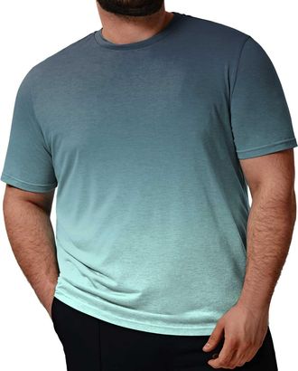 Generic Mens Oversized T Shirt Summer Short Sleeve Stylish Gradient Color Casual Shirts Comfy Daily Loose Fit Crew Neck Big and Tall T Shirts Basic Breathable