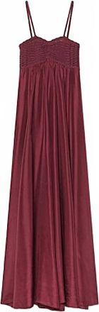 Forte_Forte Womens Habotai Silk Crochet Effect Bustier Dress In Ruby
