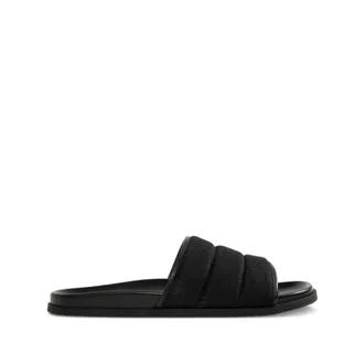 Gucci Sliders, male, Black, Size: 10 1/2 US Black Canvas Open Toe Slide Sandals