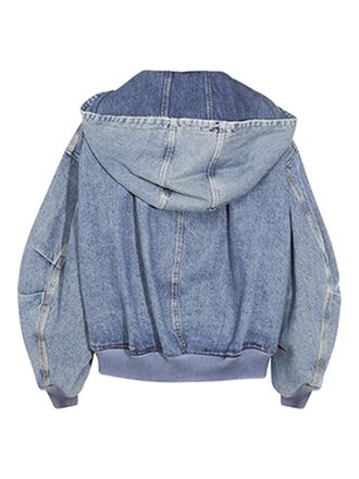 The Attico hooded denim bomber jacket - women - Cotton/Cotton/Polyester - 46 - Blue