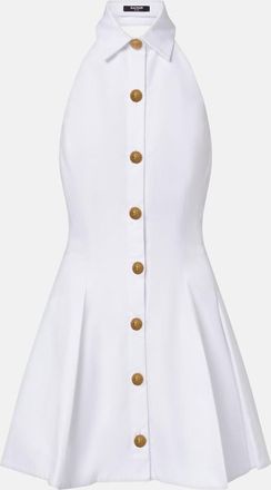 Balmain Pleated cotton poplin minidress
