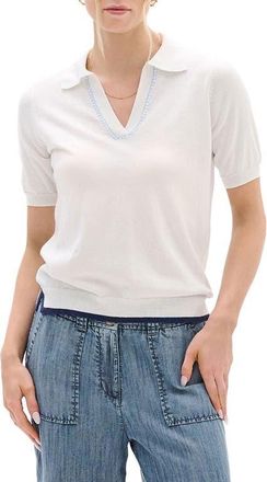 Hatley Johnny Collar Short Sleeve Sweater in White at Nordstrom, Size X-Large
