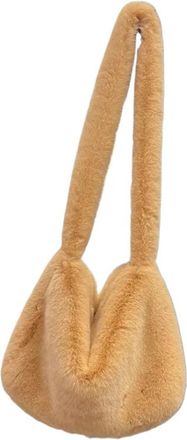 Generic Womens Plush Bags Plush Bag Ladies Messenger Bags Fashion Large Capacity Shoulder Simple Solid Color Female Handbags(Warm brown)