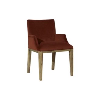 Robin des Bois Silla de mesa de estilo moderno en acacia y terciopelo caramel cuivr&eacute;