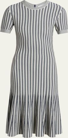 Alexander McQueen Striped Jacquard Knit Trumpet Midi Dress
