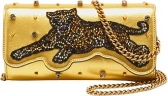 Gucci Pre-owned Leather clutches - Dames - Vintage Clutch - Geel - ONE Size - Tweed - Vintage