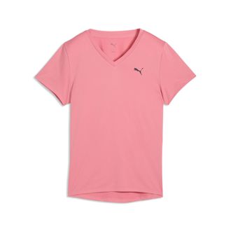 Puma Trainingsshirt PUMA W TAD ESSENTIAL VNECK TEE, Damen, Gr. XXL, wild pink, Jersey, Obermaterial: 100% Polyester, regular fit normal, V-Ausschnitt, Shir