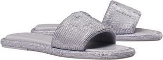 Tory Burch Double T Pav&eacute; Slide Sandal in Vapor Blue at Nordstrom, Size 10.5