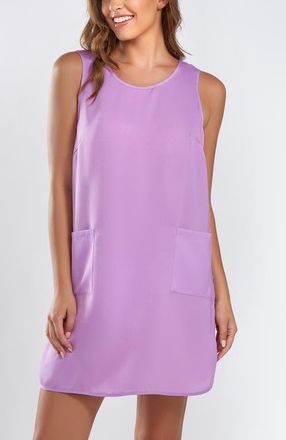 iCollection Satin Sleeveless Dress with Pockets in Purple at Nordstrom, Size X-Small
