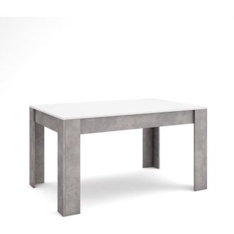 Skraut Home Tavolo da Pranzo, Cucina, Sala da pranzo, 140x90x76 cm, Per 6 persone, Tavolo Cucina, Stile moderno, Bianco e Grigio Cemento - Skraut Home