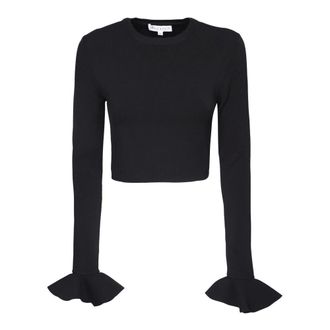 J.W.Anderson Tops, Dames, Zwart, M, Polyester, Long Sleeve Crop Top