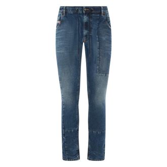 Diesel Slim-fit Jeans, male, Blue, Size: W26 Krooley Stone-Wash Denim Pants