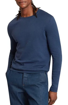 Ted Baker Yaen Textured Long Sleeve T-Shirt in Mid-Navy at Nordstrom, Size 6