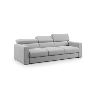 Divani.Store Dylan Sof&aacute; De 3 Plazas Con Pouf Extra&iacute;ble En Tejido Efecto Algod&oacute;n Impermeable 240 Cm Topo