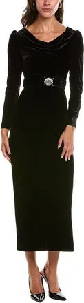 Saloni Saloni Jinx Stretch Velvet Silk-Blend Midi Dress