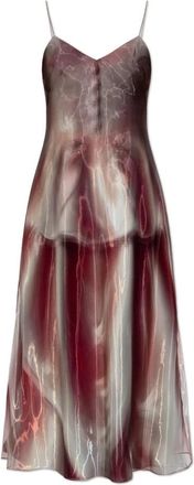 Maison Margiela Trompe LOeil Organza Slip Dress - Dames - Casual kleedjes - Rood - 2XS - Organza - Kleedjes