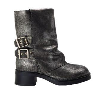 Steve Madden Dames Bonfire Trench Metallic Block Hak Enkellaarsjes (Zilver)