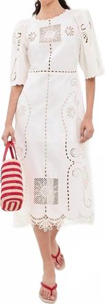Carolina K Valentina Cutout Embroidery Midi Dress In Off White