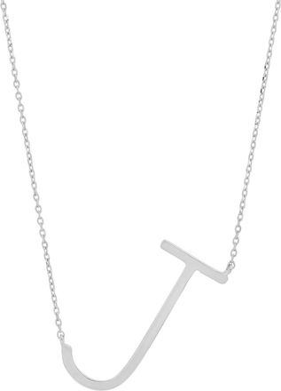 MAX + STONE 10k Yellow or White Gold Large Sideways Block Letter Initial with Cable Chain